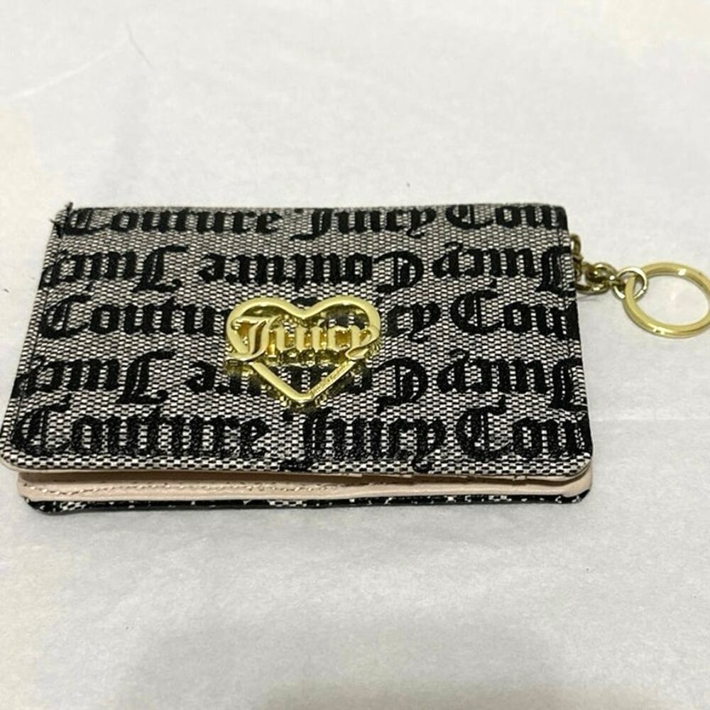 Juicy Couture Cardholder 3 section Wallet Bifold  Logo Zip/Snap Faux Leather